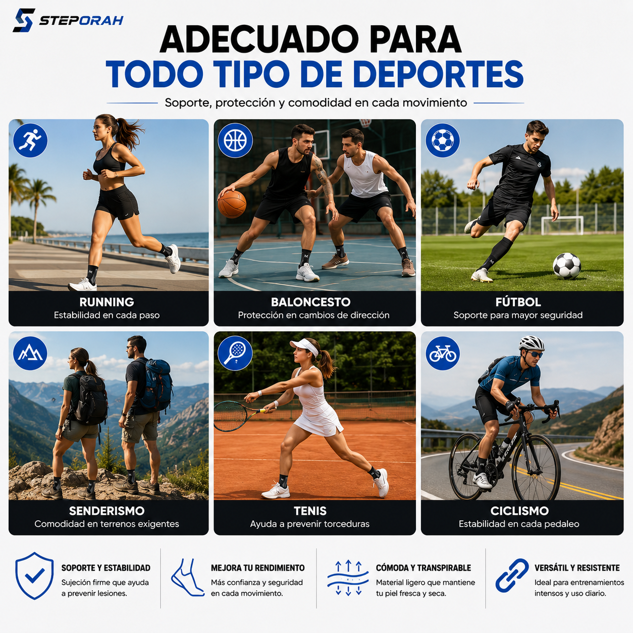 Tobillera Steporah e alto rendimiento para fútbol y running